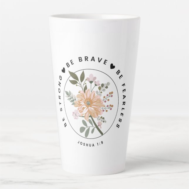 Tasse Latte Design floral inspirant (Devant)