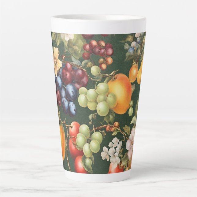 Tasse Latte Design italien élégant avec Fruits et Fleurs (Devant)