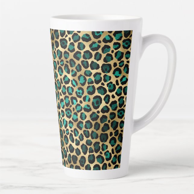 Tasse Latte Design turquoise et Gold Leopard Series 14 (Droite)