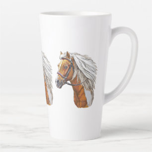 Tasse Latte Dessin à la main portrait de cheval