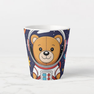 Tasse Latte Dessin animé d'astronaute ours dans l'espace