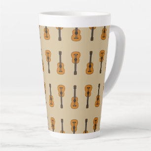 Tasse Latte Dessin animé de guitare acoustique simple
