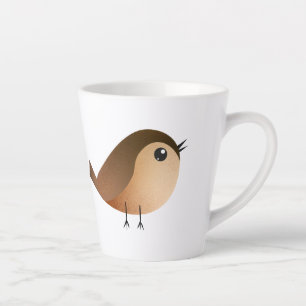 Tasse Latte Dessin animé d'oiseau moineau mignon