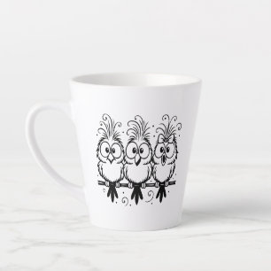 Tasse Latte Dessin Animé Oiseaux Drôles-56456