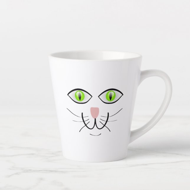Tasse Latte Dessin animé visage drôle de chat-29034 (Droite)