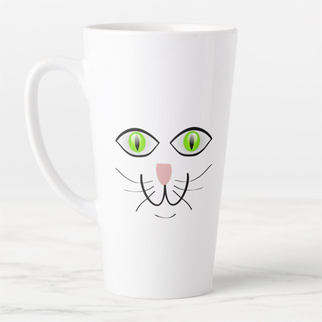 Tasse Latte Dessin animé visage drôle de chat-29034 (Gauche)