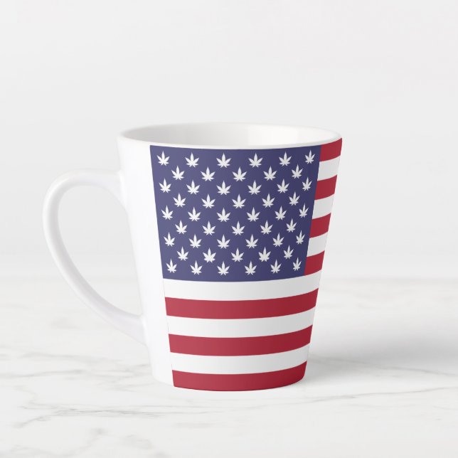 Tasse Latte Dessin de fierté de drapeau américain USA (Gauche)