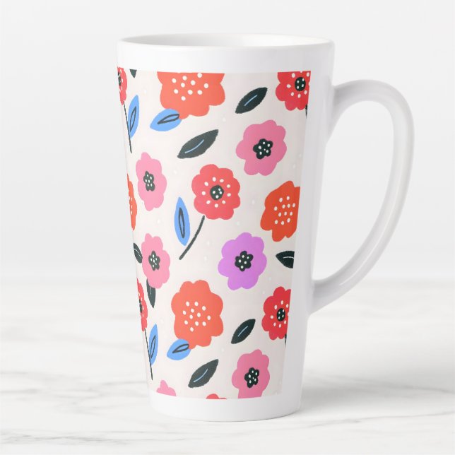 Tasse Latte dessin de fleurs de Han (Droite)