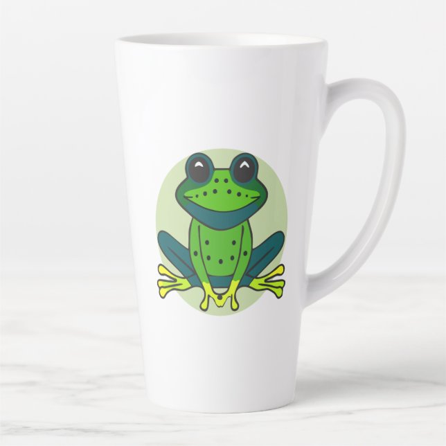 Tasse Latte Dessin de grenouille verte (Droite)