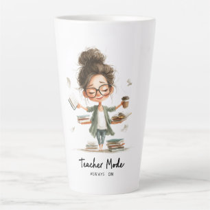 Tasse Latte Dessin de l'enseignant mignon avec "Mode enseignan