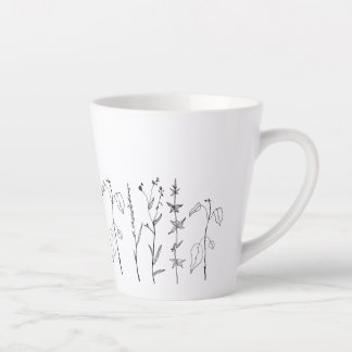 Tasse Latte Dessin de ligne botanique minimaliste