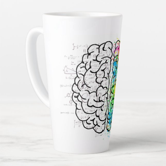 Tasse Latte Dessin d'idée de psychologie cérébrale (Angle gauche)