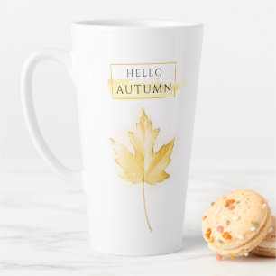 Tasse Latte Dessin élégant et tendance de feuille d'automne do