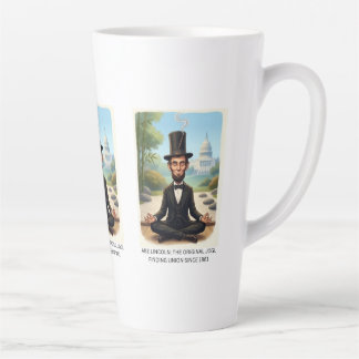 Tasse Latte Dessin humoristique d'Abe Lincoln en yoga - Le Y o
