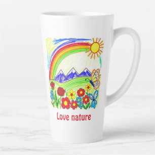 Tasse Latte Dessin naturel coloré pour les amoureux de la natu
