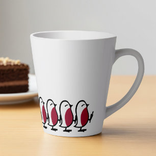 Tasse Latte Dessins de merles marchant mignons en ligne simple