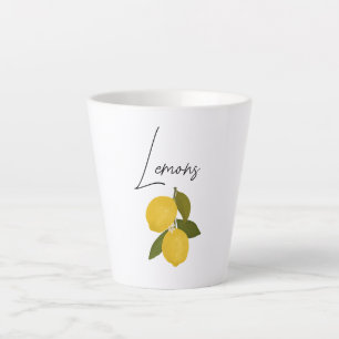 Tasse Latte Deux citrons aux feuilles vertes Agrumes frais