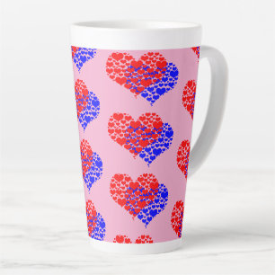 Tasse Latte Deux cœurs bleu et rouge