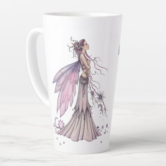 Tasse Latte Deux fées célestes par Molly Harrison Art (Angle gauche)