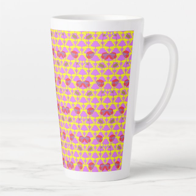 Tasse Latte Deux Fleurs Roses (Droite)