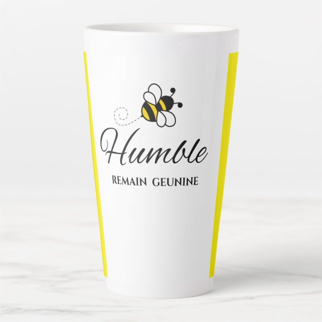 TASSE LATTE DEUX TONS RESTENT ABEILLE HUMBLE BLANC JAUNE CÉRAM (Devant)