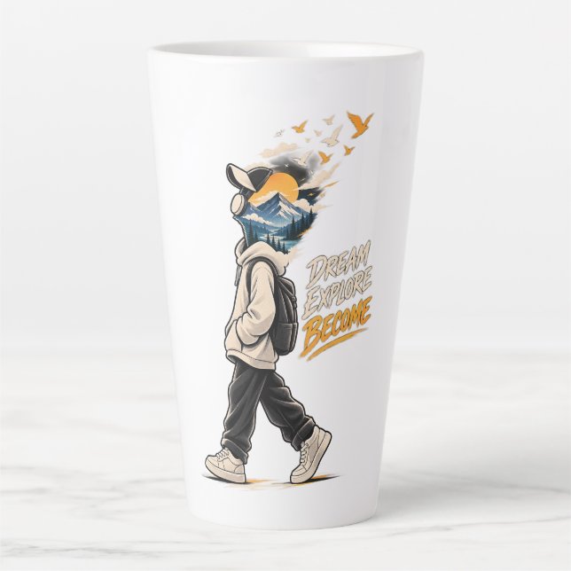 Tasse Latte Devenir aventure conception exploration de rêve (Devant)