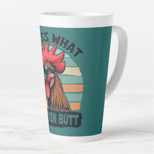 Tasse Latte Devinez quoi Cul de Poulet Drôle Rétro Coq