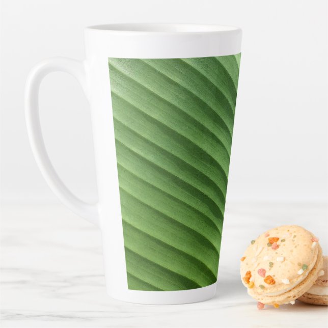 Tasse Latte Diagonale verte feuille (En situation)