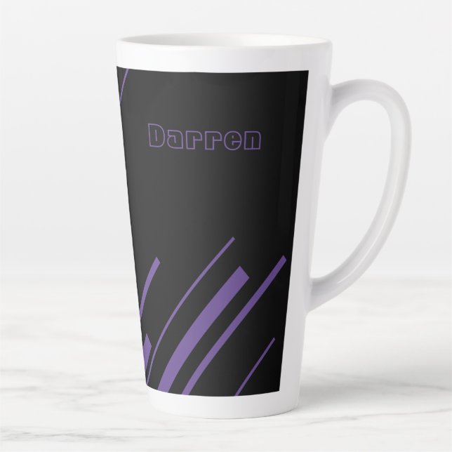 Tasse Latte Diagonales - Violet et Noir (Droite)