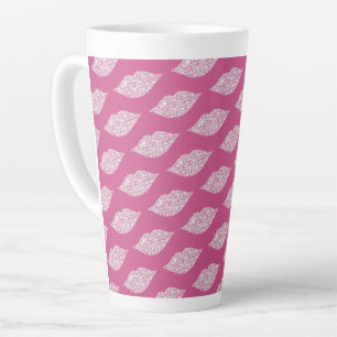 Tasse Latte Diamants de verre rose lèvres Kiss XOXO