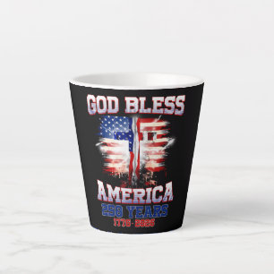 Tasse Latte Dieu bénisse l'Amérique 250 Ans 1776 2026