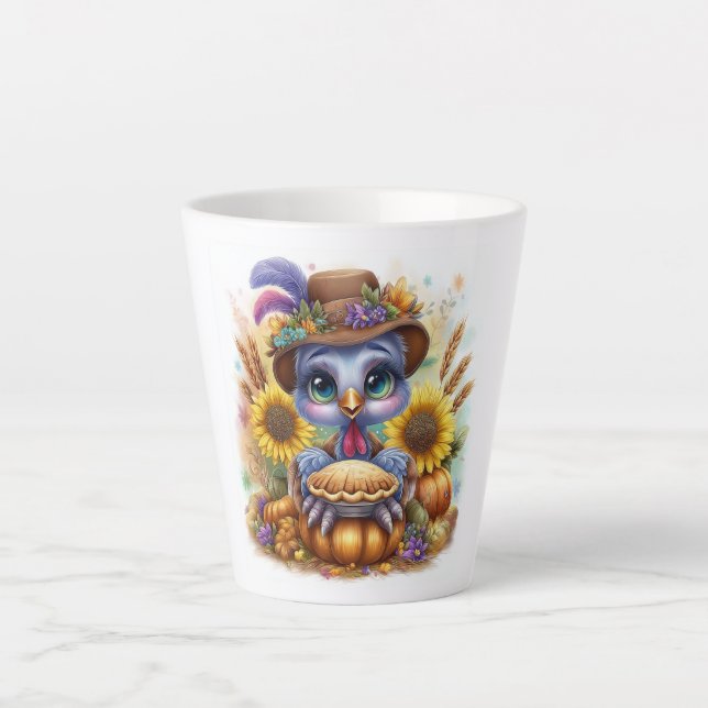 Tasse Latte Dinde de l'automne mignonne (Devant)