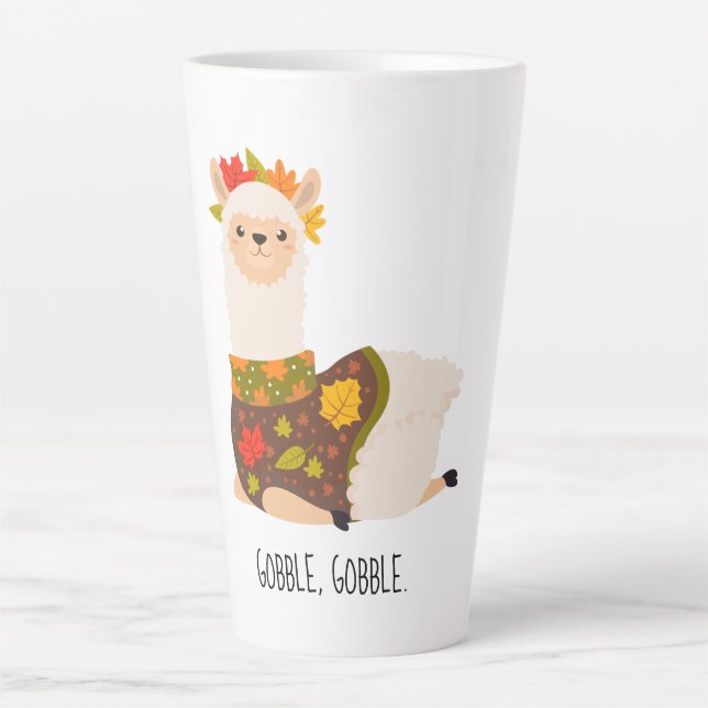 Tasse Latte Dinde de Thanksgiving drôle de lama (Devant)