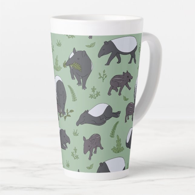 Tasse Latte Dîner de la famille des tapirs en vert (Angle droit)