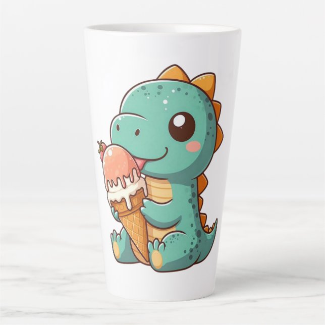 Tasse Latte Dino mignonne de glace mangeur (Devant)