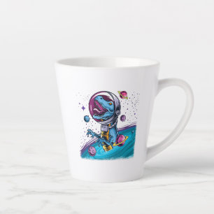 Tasse Latte Dinosaure de T-Rex drôle dans l'espace