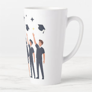 Tasse Latte Diplômés heureux lançant leurs casquettes en céléb