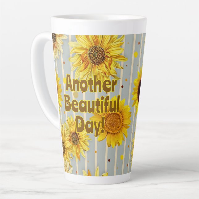Tasse Latte Dire Tournesols Belle Journée (Angle gauche)