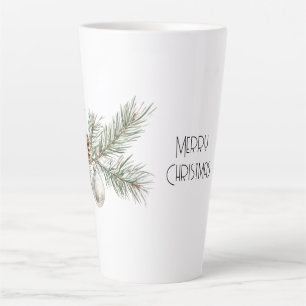 Tasse Latte Direction des cônes de pin de Noël et de l'ornemen