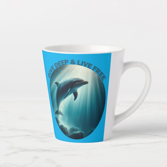 Tasse Latte Dive Deep Live Dolphin gratuit (Droite)