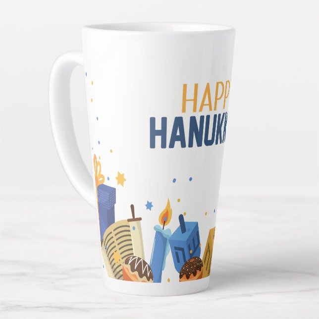 Tasse Latte Divertissement joyeux Hanoukka (Angle gauche)