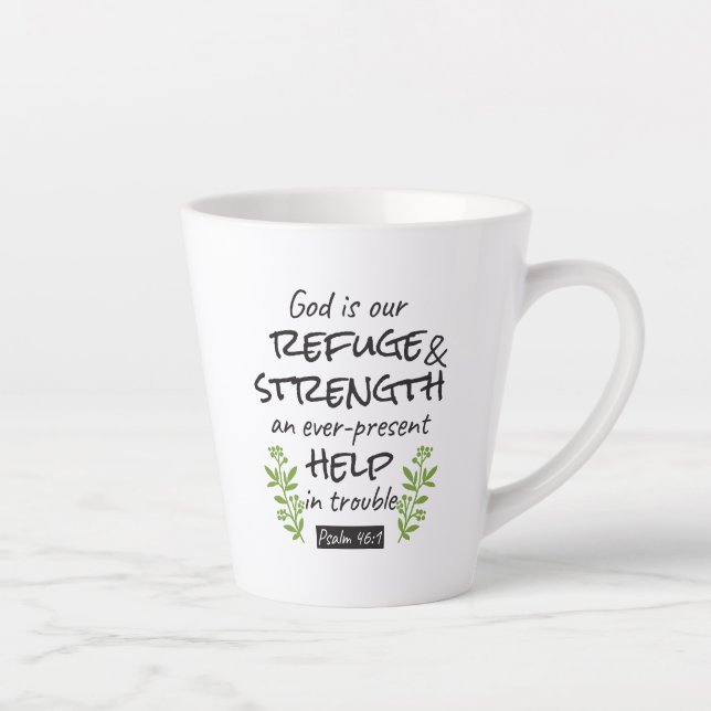 Tasse Latte Divine Refuge - Psaume 46:1 pour le Confort Spirit (Droite)