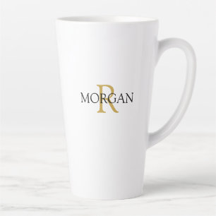 Tasse Latte do-it-yourself Monogramme & Nom, Design simple, Or