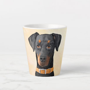 Tasse Latte Doberman Pinscher Peinture non découpée Art origin