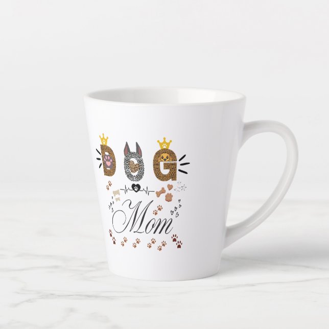 Tasse Latte Dog Mom Leopard Print Paw Design/Leopard Dog Mom (Droite)