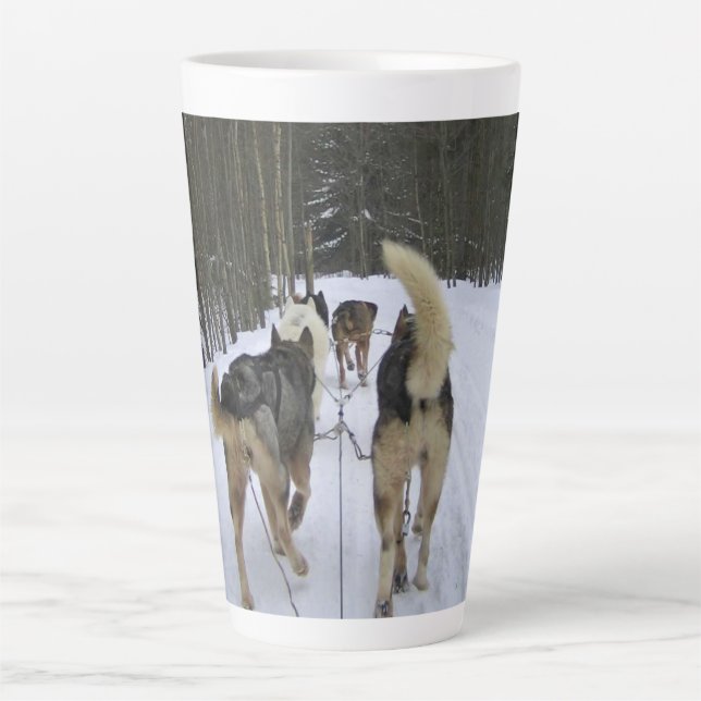 Tasse Latte Dog Sledding à Québec, Canada (Devant)