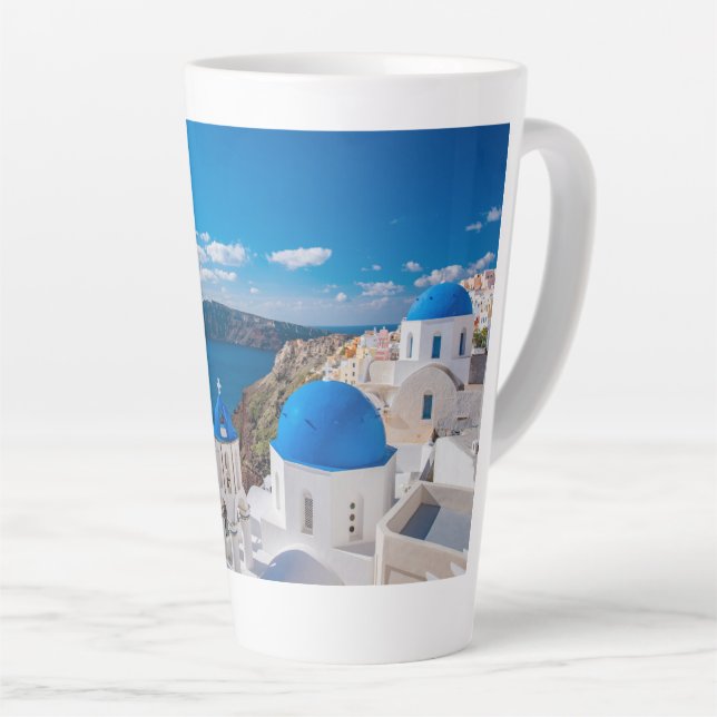 Tasse Latte Dômes bleus de Santorin (Angle droit)