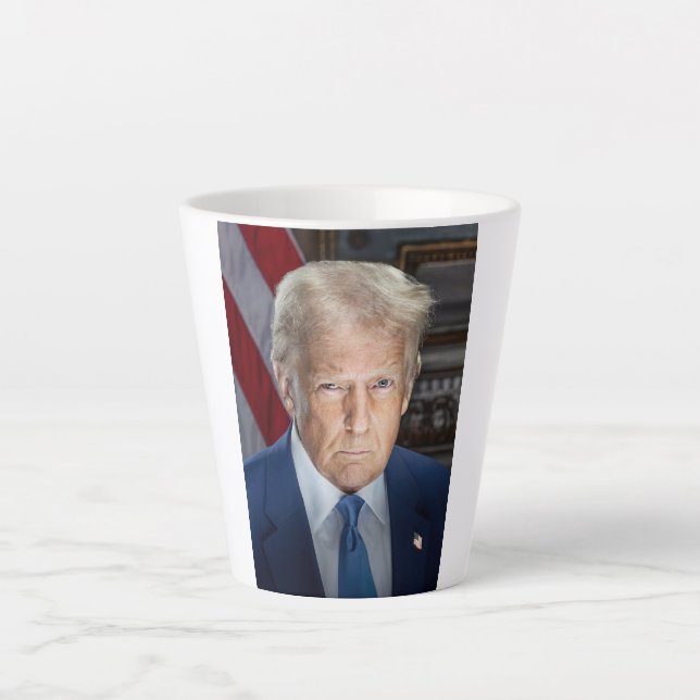 Tasse Latte Donald Trump 2025 Portrait du président américain (Devant)