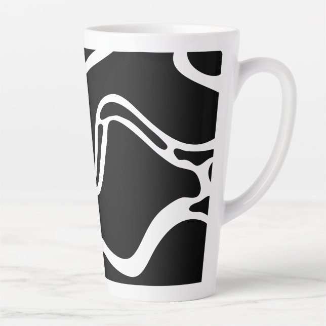 Tasse Latte Doodles Noir et blanc 2 sur 8 Abstrait (Droite)
