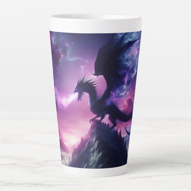 Tasse Latte Dragon Éthéré Sombre et Médiéval (Devant)